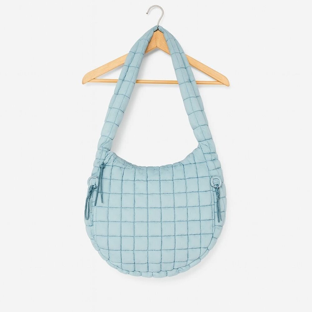 Urban Fit by Urban Expressions Quilted Caryall Puffer Hobo Bag in Sky Light Blue